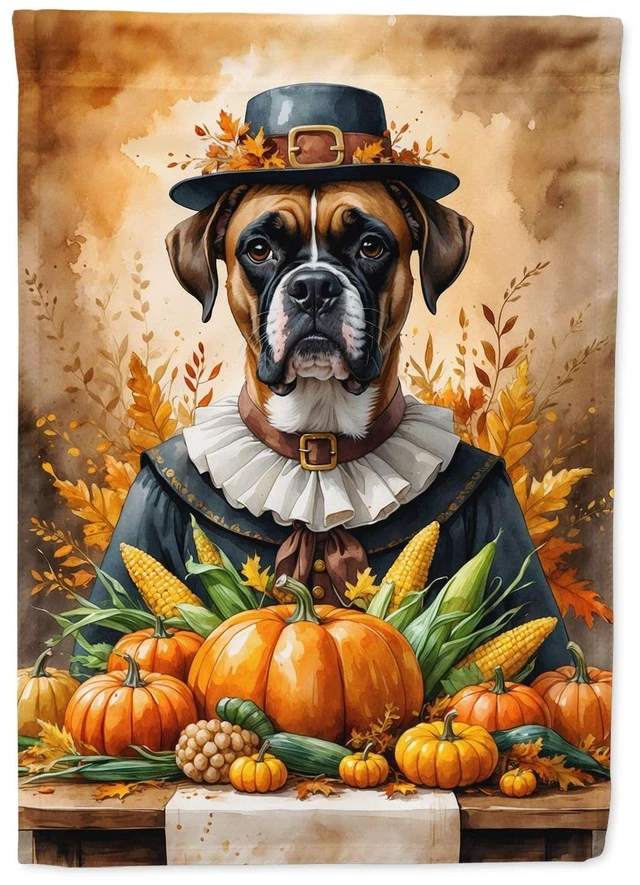 Main image of Caroline's Treasures Boxer Thanksgiving Garden Flag Mailbox Flag Decorative Yard Flag Banner Outside Patio Artwork Yard Flower B