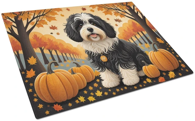 Main image of NEW Havanese Fall Glass Cutting Board Decorative Tempered Glass Kitchen Cutting and Serving Board Large Size Chopping Board