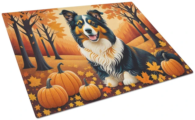 Main image of NEW Collie Fall Glass Cutting Board Decorative Tempered Glass Kitchen Cutting and Serving Board Large Size Chopping Board