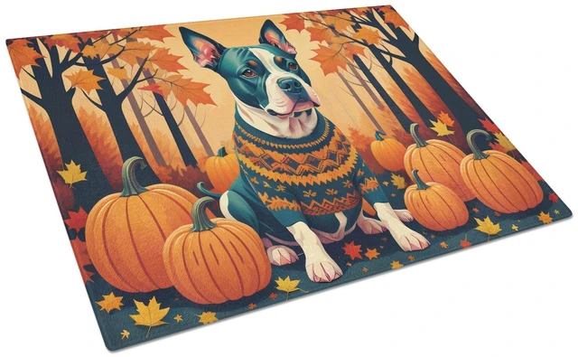 Main image of NEW Pit Bull Terrier Fall Glass Cutting Board Decorative Tempered Glass Kitchen Cutting and Serving Board Large Size Chopping Bo
