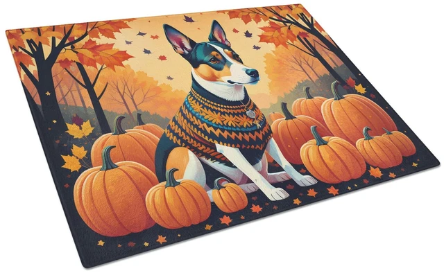 Main image of NEW Basenji Fall Glass Cutting Board Decorative Tempered Glass Kitchen Cutting and Serving Board Large Size Chopping Board