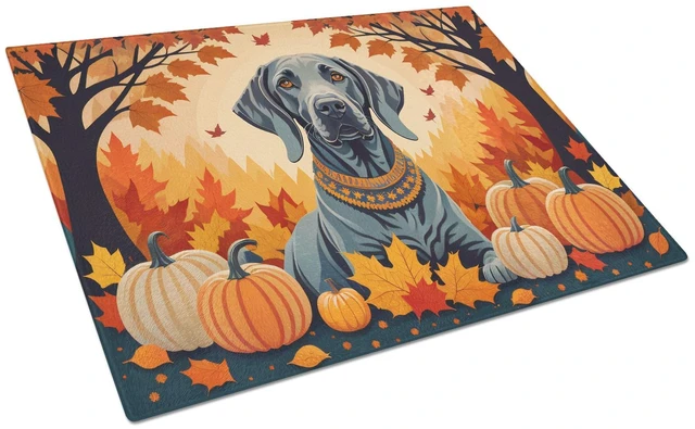 Main image of NEW Weimaraner Fall Glass Cutting Board Decorative Tempered Glass Kitchen Cutting and Serving Board Large Size Chopping Board
