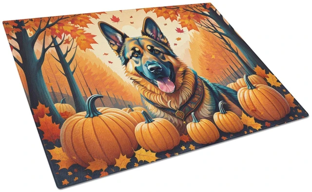 Main image of NEW German Shepherd Fall Glass Cutting Board Decorative Tempered Glass Kitchen Cutting and Serving Board Large Size Chopping Boa