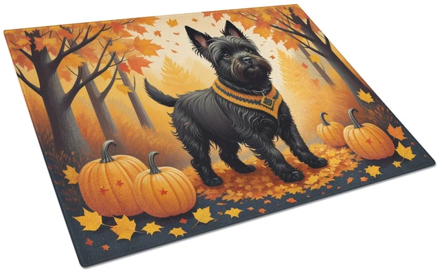 Main image of NEW Black Cairn Terrier Fall Glass Cutting Board Decorative Tempered Glass Kitchen Cutting and Serving Board Large Size Chopping