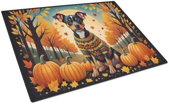 Main image of NEW Miniature Pinscher Fall Glass Cutting Board Decorative Tempered Glass Kitchen Cutting and Serving Board Large Size Chopping