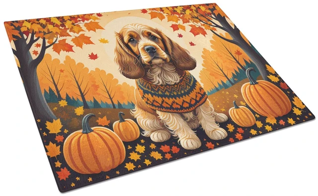 Main image of NEW Cocker Spaniel Fall Glass Cutting Board Decorative Tempered Glass Kitchen Cutting and Serving Board Large Size Chopping Boar