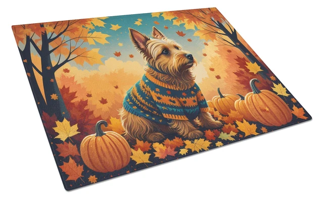 Main image of NEW Australian Terrier Terrier Fall Glass Cutting Board Decorative Tempered Glass Kitchen Cutting and Serving Board Large Size C