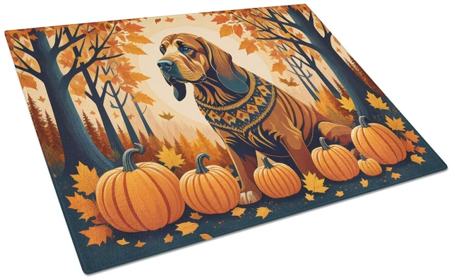 Main image of NEW Bloodhound Fall Glass Cutting Board Decorative Tempered Glass Kitchen Cutting and Serving Board Large Size Chopping Board