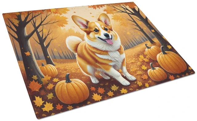 Main image of NEW Corgi Fall Glass Cutting Board Decorative Tempered Glass Kitchen Cutting and Serving Board Large Size Chopping Board