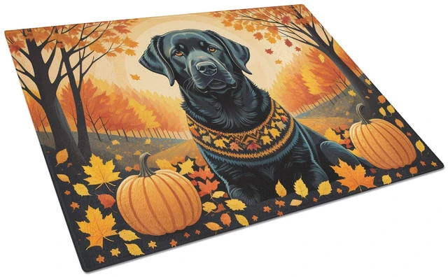 Main image of NEW Black Labrador Retriever Fall Glass Cutting Board Decorative Tempered Glass Kitchen Cutting and Serving Board Large Size Cho