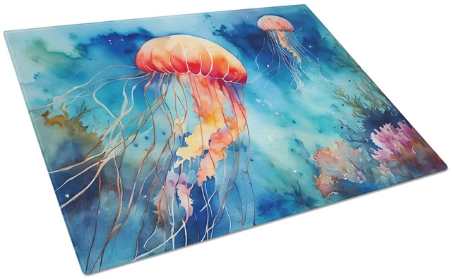 Main image of NEW Jellyfish Glass Cutting Board Decorative Tempered Glass Kitchen Cutting and Serving Board Large Size Chopping Board