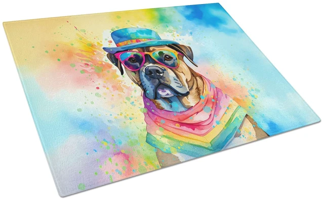 Main image of NEW Cane Corso Hippie Dawg Glass Cutting Board Decorative Tempered Glass Kitchen Cutting and Serving Board Large Size Chopping B