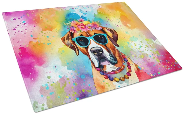 Main image of NEW Boxer Hippie Dawg Glass Cutting Board Decorative Tempered Glass Kitchen Cutting and Serving Board Large Size Chopping Board