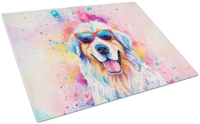 Main image of NEW Great Pyrenees Hippie Dawg Glass Cutting Board Decorative Tempered Glass Kitchen Cutting and Serving Board Large Size Choppi