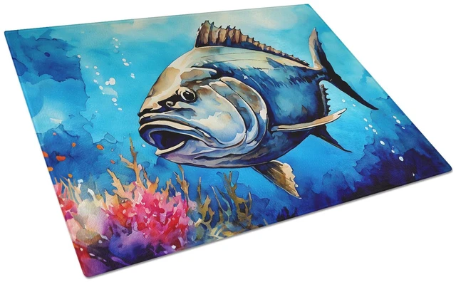 Main image of NEW Bluefin Tuna Glass Cutting Board Decorative Tempered Glass Kitchen Cutting and Serving Board Large Size Chopping Board