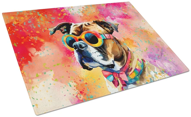Main image of NEW Boxer Hippie Dawg Glass Cutting Board Decorative Tempered Glass Kitchen Cutting and Serving Board Large Size Chopping Board
