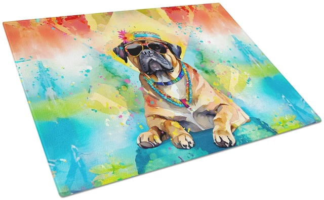 Main image of NEW Cane Corso Hippie Dawg Glass Cutting Board Decorative Tempered Glass Kitchen Cutting and Serving Board Large Size Chopping B