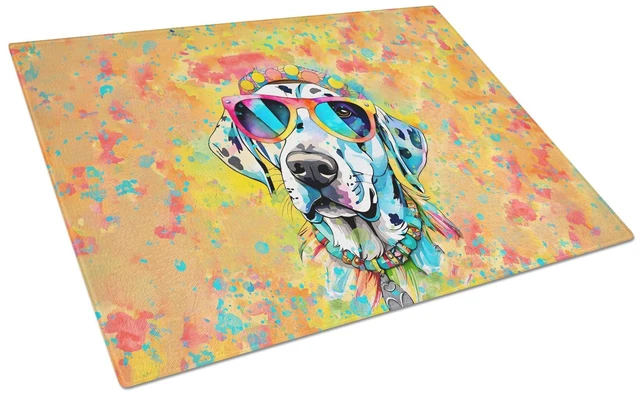 Main image of NEW Dalmatian Hippie Dawg Glass Cutting Board Decorative Tempered Glass Kitchen Cutting and Serving Board Large Size Chopping Bo