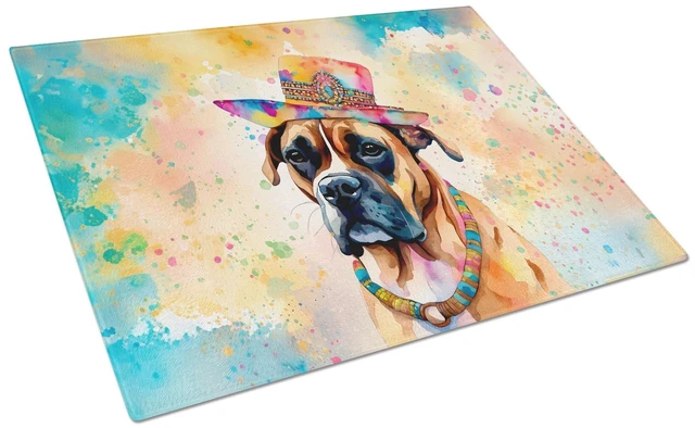 Main image of NEW Boxer Hippie Dawg Glass Cutting Board Decorative Tempered Glass Kitchen Cutting and Serving Board Large Size Chopping Board