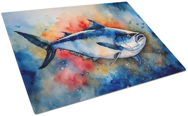 Main image of NEW Bluefin Tuna Glass Cutting Board Decorative Tempered Glass Kitchen Cutting and Serving Board Large Size Chopping Board