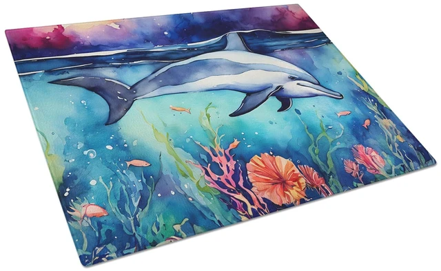 Main image of NEW Dolphin Glass Cutting Board Decorative Tempered Glass Kitchen Cutting and Serving Board Large Size Chopping Board