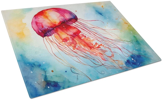 Main image of NEW Jellyfish Glass Cutting Board Decorative Tempered Glass Kitchen Cutting and Serving Board Large Size Chopping Board