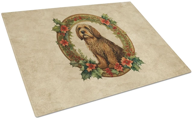 Main image of NEW Otterhound Christmas Flowers Glass Cutting Board Decorative Tempered Glass Kitchen Cutting and Serving Board Large Size Chop
