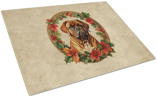 Main image of NEW Dogue de Bordeaux Christmas Flowers Glass Cutting Board Decorative Tempered Glass Kitchen Cutting and Serving Board Large Si