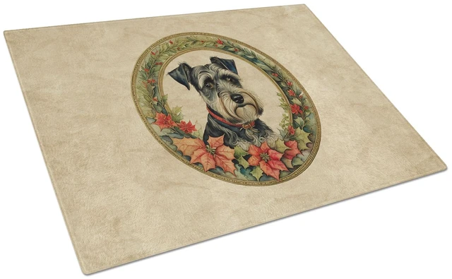 Main image of NEW Schnauzer Christmas Flowers Glass Cutting Board Decorative Tempered Glass Kitchen Cutting and Serving Board Large Size Chopp