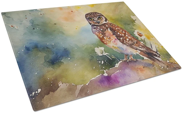 Main image of NEW Burrowing Owl Glass Cutting Board Decorative Tempered Glass Kitchen Cutting and Serving Board Large Size Chopping Board