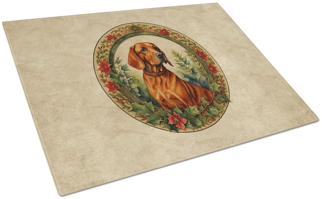 Main image of NEW Red Redbone Coonhound Christmas Flowers Glass Cutting Board Decorative Tempered Glass Kitchen Cutting and Serving Board Larg