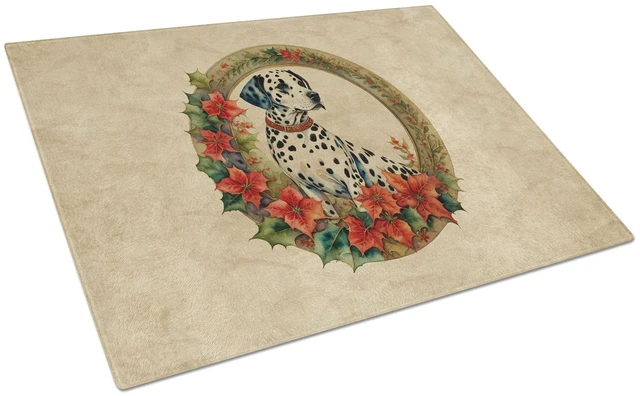Main image of NEW Dalmatian Christmas Flowers Glass Cutting Board Decorative Tempered Glass Kitchen Cutting and Serving Board Large Size Chopp