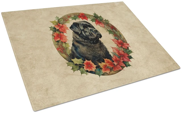 Main image of NEW Bouvier des Flandres Christmas Flowers Glass Cutting Board Decorative Tempered Glass Kitchen Cutting and Serving Board Large