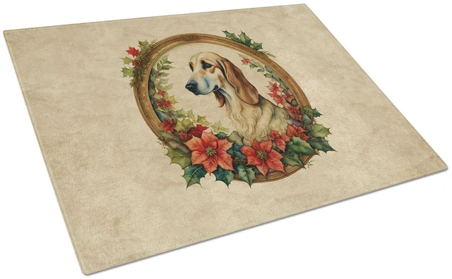 Main image of NEW Saluki Christmas Flowers Glass Cutting Board Decorative Tempered Glass Kitchen Cutting and Serving Board Large Size Chopping