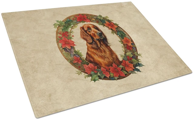 Main image of NEW Irish Setter Christmas Flowers Glass Cutting Board Decorative Tempered Glass Kitchen Cutting and Serving Board Large Size Ch