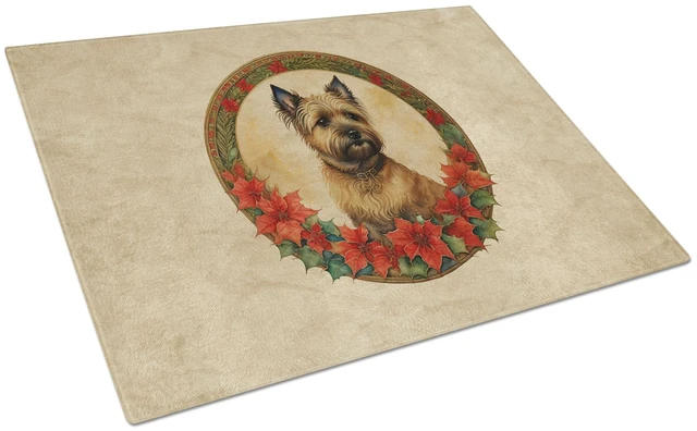 Main image of NEW Cairn Terrier Christmas Flowers Glass Cutting Board Decorative Tempered Glass Kitchen Cutting and Serving Board Large Size C
