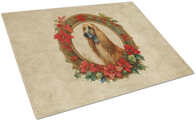 Main image of NEW Afghan Hound Christmas Flowers Glass Cutting Board Decorative Tempered Glass Kitchen Cutting and Serving Board Large Size Ch