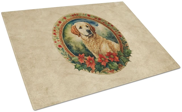 Main image of NEW Kuvasz Christmas Flowers Glass Cutting Board Decorative Tempered Glass Kitchen Cutting and Serving Board Large Size Chopping