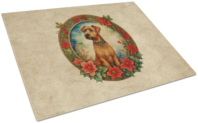 Main image of NEW Irish Terrier Christmas Flowers Glass Cutting Board Decorative Tempered Glass Kitchen Cutting and Serving Board Large Size C