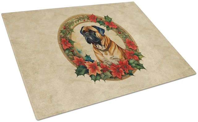 Main image of NEW Bullmastiff Christmas Flowers Glass Cutting Board Decorative Tempered Glass Kitchen Cutting and Serving Board Large Size Cho