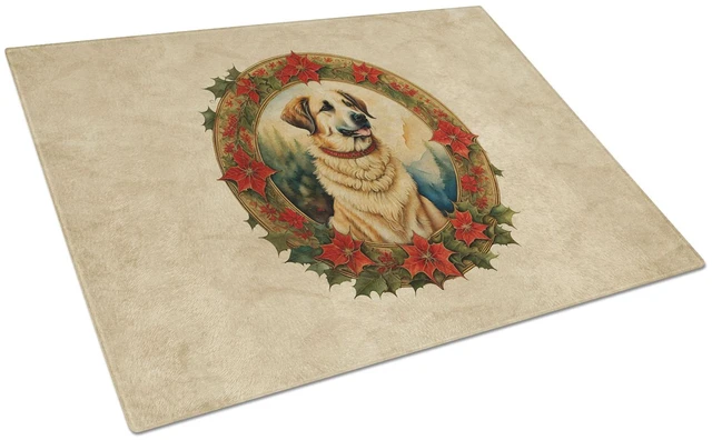 Main image of NEW Anatolian Shepherd Dog Christmas Flowers Glass Cutting Board Decorative Tempered Glass Kitchen Cutting and Serving Board Lar