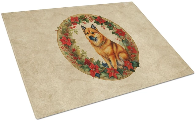 Main image of NEW Finnish Spitz Christmas Flowers Glass Cutting Board Decorative Tempered Glass Kitchen Cutting and Serving Board Large Size C