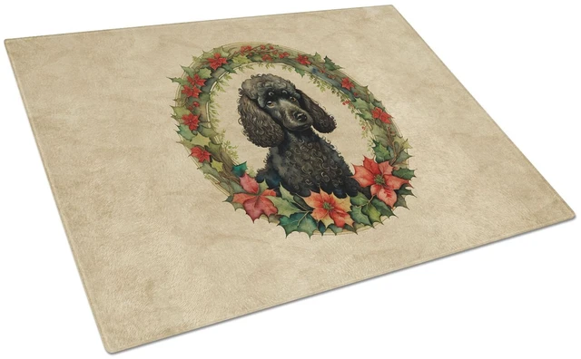 Main image of NEW Poodle Christmas Flowers Glass Cutting Board Decorative Tempered Glass Kitchen Cutting and Serving Board Large Size Chopping