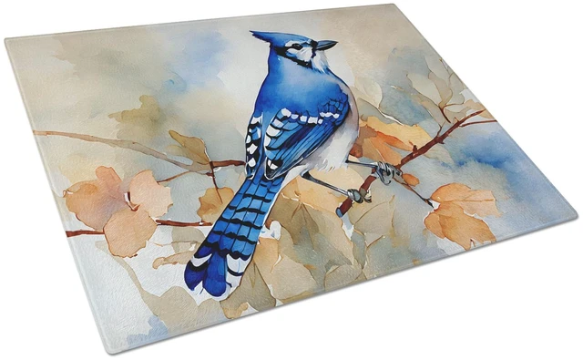 Main image of NEW Blue Jay Glass Cutting Board Decorative Tempered Glass Kitchen Cutting and Serving Board Large Size Chopping Board