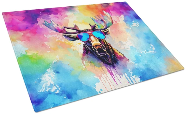 Main image of NEW Hippie Animal Moose Glass Cutting Board Decorative Tempered Glass Kitchen Cutting and Serving Board Large Size Chopping Boar