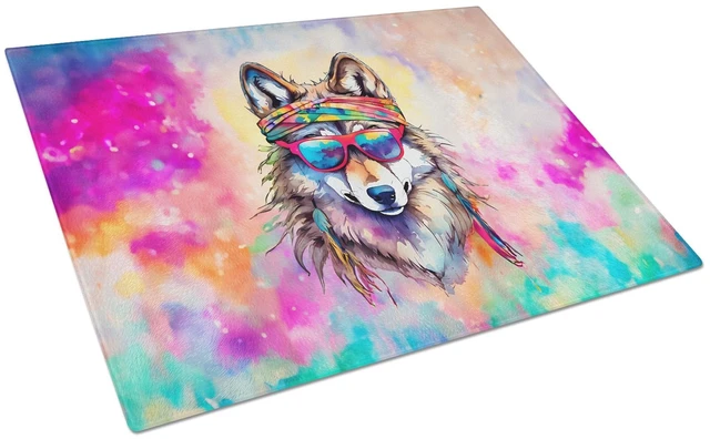 Main image of NEW Hippie Animal Wolf Glass Cutting Board Decorative Tempered Glass Kitchen Cutting and Serving Board Large Size Chopping Board
