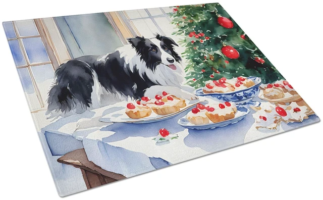 Main image of NEW Border Collie Christmas Cookies Glass Cutting Board Decorative Tempered Glass Kitchen Cutting and Serving Board Large Size C