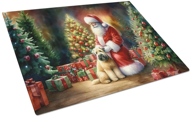 Main image of NEW Wheaten Terrier and Santa Claus Glass Cutting Board Decorative Tempered Glass Kitchen Cutting and Serving Board Large Size C