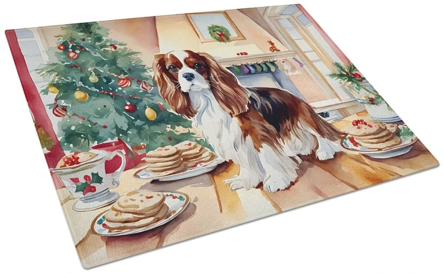 Main image of NEW Cavalier Spaniel Christmas Cookies Glass Cutting Board Decorative Tempered Glass Kitchen Cutting and Serving Board Large Siz
