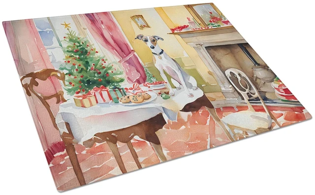 Main image of NEW Italian Greyhound Christmas Cookies Glass Cutting Board Decorative Tempered Glass Kitchen Cutting and Serving Board Large Si